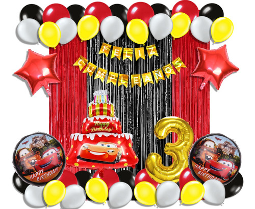 Kit Decoración Globos Metálicos (48 Piezas) - Cars