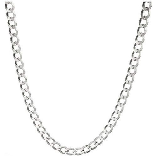 925 Hombres De Plata De Ley S Italian 7mm Collar De Cad...