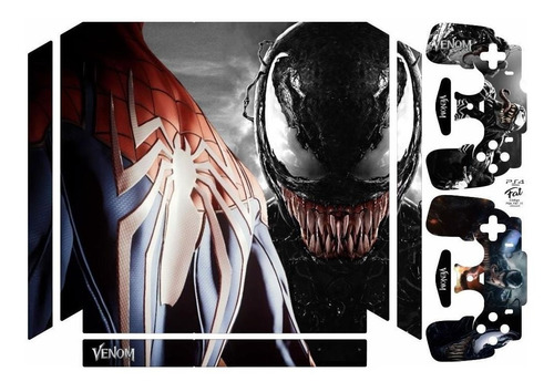 Adesivo Ps4 Skin Venom Console + Adesivos Controles 