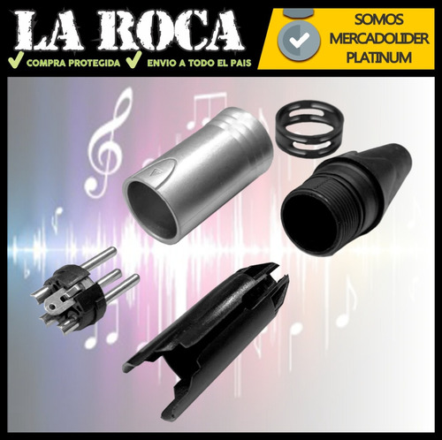 Imagen 4 de 10 de Ficha Conector Xlr Canon Macho Para Cable 3 Pines La Roca
