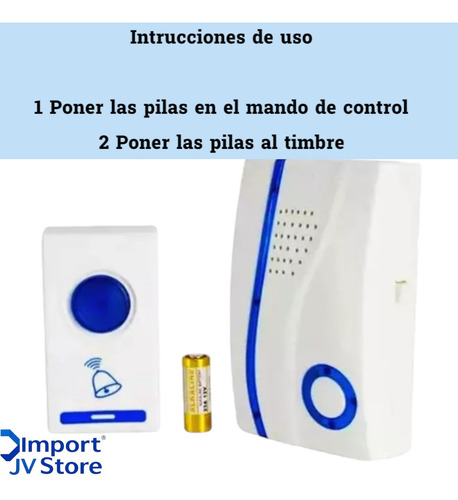 Timbre Inalámbrico Portátil 100 Metros Blanco Hogar Oficina