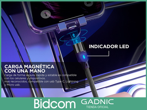 Cable Carga Rápida Gadnic 3 En 1 Usb Type C Lightning X4