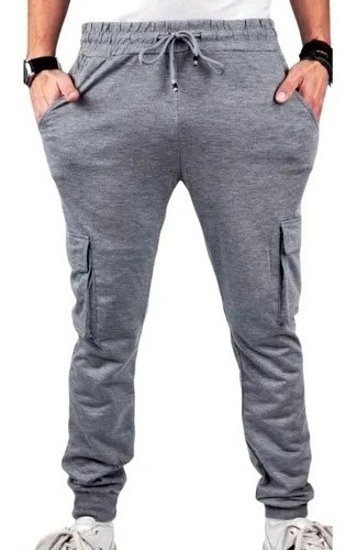 Pantalón Buzo Hombre. Jogger Cargo. Sin Forro Polar. Fit