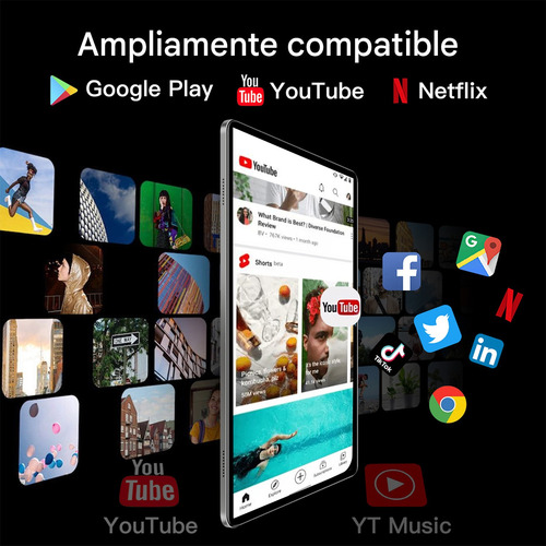 Tableta 10.1'' Pulgadas 12+128gb Android Con Teclado Y Mouse