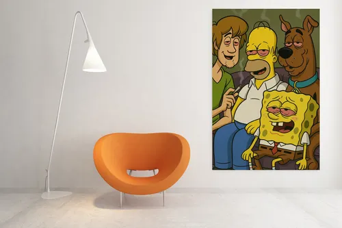 Cuadro Moderno Mural Con Personajes Icónicos De Dibujos Anim Full Hd