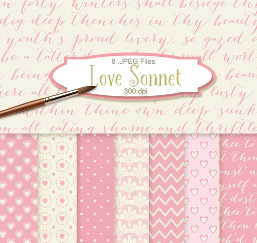 Kit De Papel Digital Shabby Amor Love Sonnet San Valentin