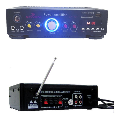 Imagen 4 de 5 de Dos Bocinas Parlante + Amplificador Usb Micrófono Publicidad