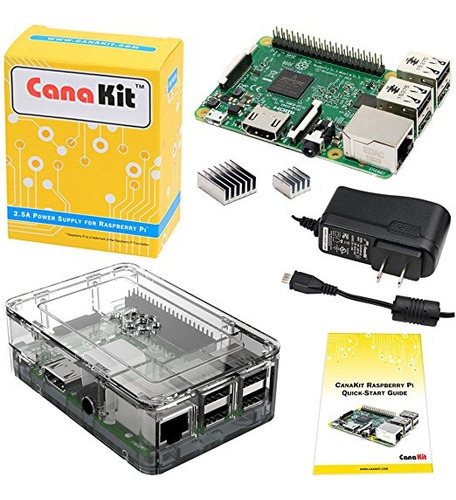 Canakit Frambuesa Pi 3 Kit Con Clear Case Y 2.5a Fuente De A