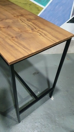 Mesa Barra Hierro Y Madera Desayunador 130x70x105 Industrial