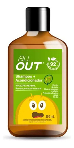  Shampoo Y Acondicionador All Out Preventivo Piojos 250ml