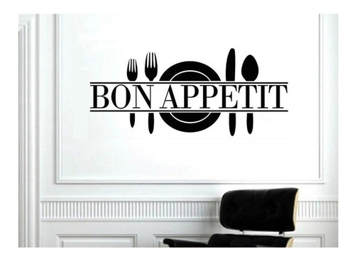 Vinilo Decorativo Frase Bon Appetit Pared Cocina Heladera