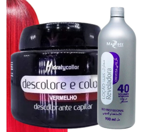  Pó Descolore E Colore Mairibel Vermelho 1 Un. + 1 Ox Vol