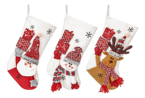 Calcetines Navideños 3d Papá Noel Reno Muñeco De Nieve