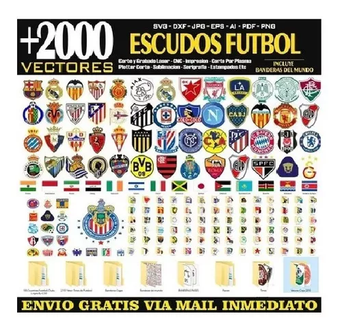 Pack + 2000 Escudo Editable Equipo de Fútbol