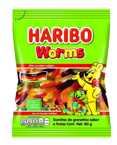 Gomitas Haribo Worms Sabor A Frutas 150 Gr. Origen Austria