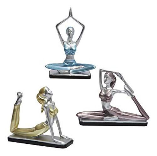 Haucoze 3pcs Estatua Decoración Mujer Señora Escultura Yoga 