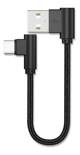 Cabo Usb Tipo C 15 Cm Curto L 90 Graus Carregamento E Dados Cor Preto