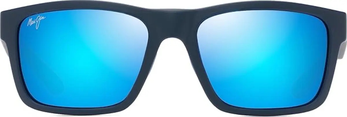 Gafas De Sol Rectangulares Maui Jim The Flats - Polarizadas, Color: Marino Con Interior Azul Claro/blue Hawaii