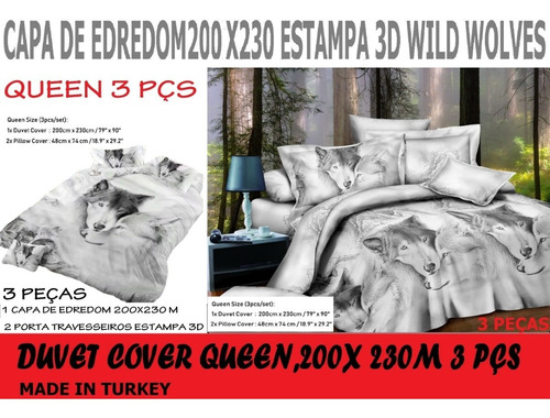 Capa De Edredom 3d Lobos Selvagens, 200 X 230 Duvet Cover