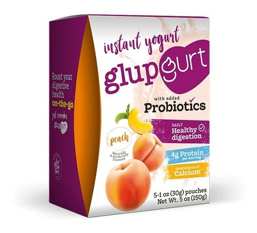 Glupgurt Yogurt En Polvo Leche O Agua 5 Sobres Sabor Durazno