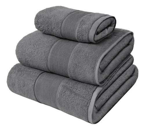 De Tres Toallas Super Absorbente De Rápido Secado Color Gris Toalla Absorbente