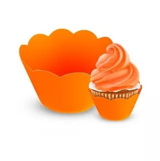 24 Wrappers Saia Cupcake Neon Laranja Nº0 Brilha Luz Negra