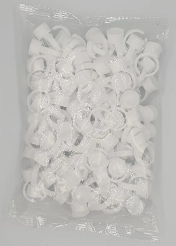 Imagem 2 de 6 de Anéis Batoque P/ Micropigmentação 100 Un Branco Descartável