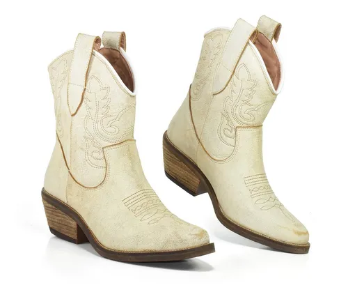 Bota Texana Mujer Ca a Media Costura Cuero Vacuno Lorena 340