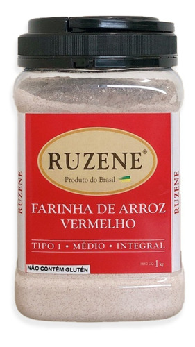 Farinha De Arroz Vermelho Integral Sem Glúten 1kg Ruzene