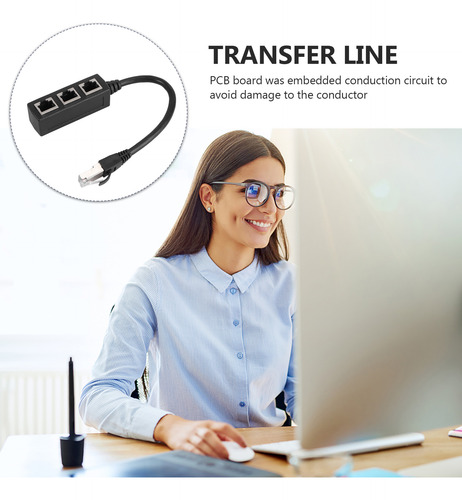 Adaptador De Cable Ethernet, Divisor De 1 Puerto Macho A 3 P