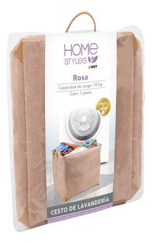 Cesto De Lavandería Retráctil Home Styles 15 Kg Rosa Claro Calado