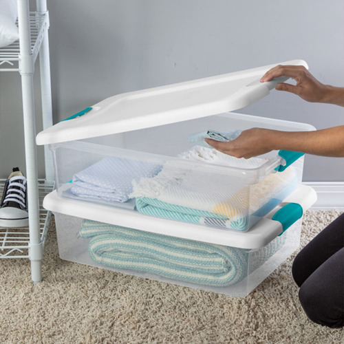 Caja De Almacenamiento Con Cierre Base Transparente 30 Litro