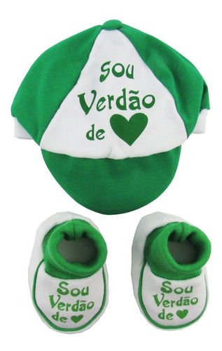 Kit Masculino Boné E Pantufa Suedine Sou Verdão Verde E Bran