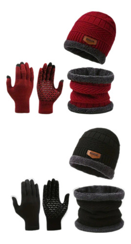 2 Kits Invierno: Gorro, Guantes Y Buff Para Adultos