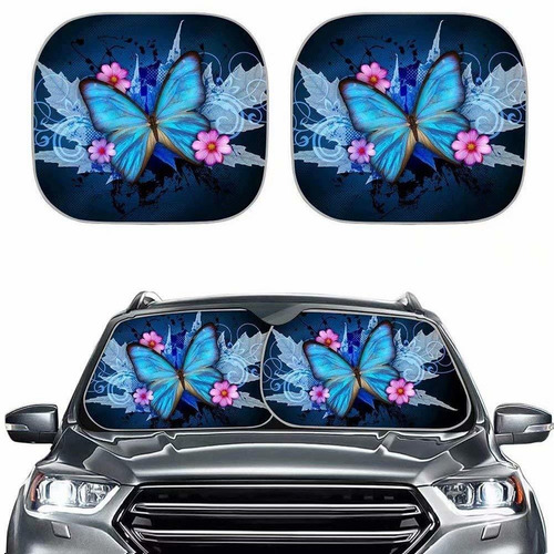 Afpanqz Parasol Para Brisa Vehiculo Diseño Mariposa Azul