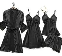 Comprar Robe De Renda De Seda Da Moda Feminina, Pijamas, Pijamas