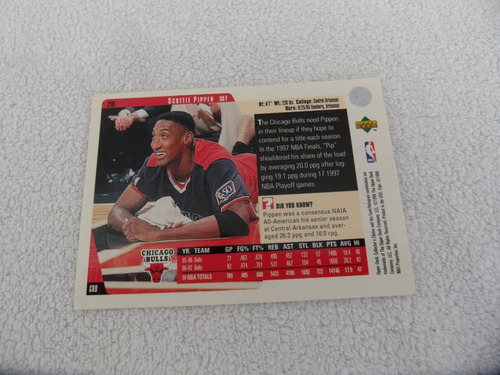 Tarjeta Basquet Scottie Pippen Upper Deck Collectors 1998 (Usado)