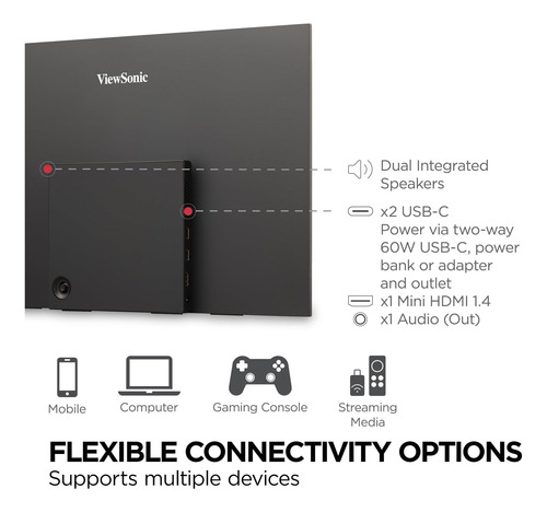 Viewsonic Vxinch 1080p Fhd Monitor Ips Led Portátil Con 26 V