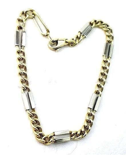 Pulsera De Oro 18 Kt Bicolor Unisex Goldantiques