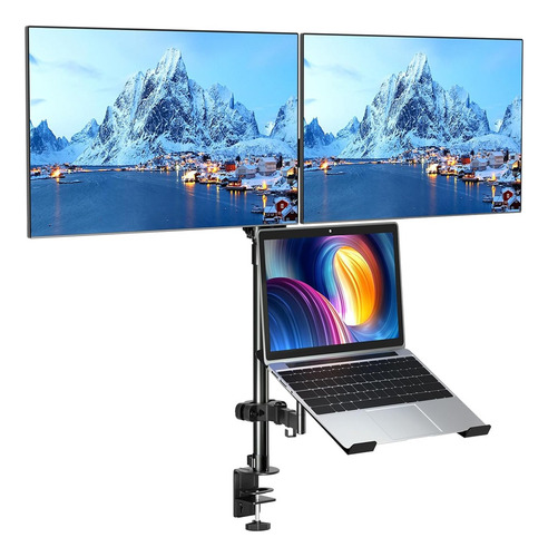 Soporte Doble 2 Monitor Y Notebook Brazo Escritorio B50