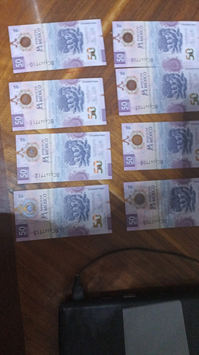 8 Billetes De Coleccion Series Consecutivas De Cincuenta P (Usado)