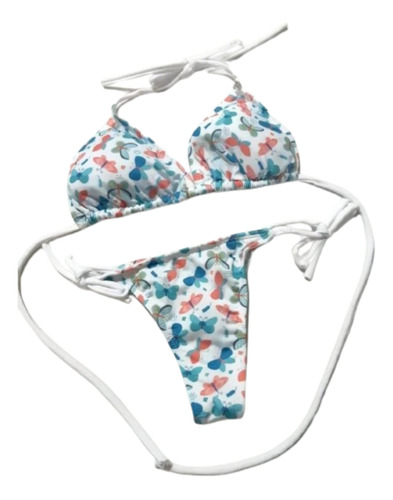 Bikini Triangulo Less Para Atar Mariposa Multicolor 