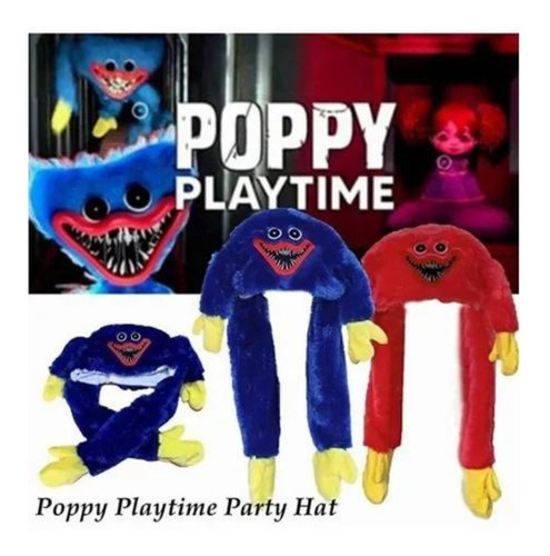 Imagen 9 de 9 de Poppy Playtime Gorro Peluche Huggy Kissy Brazos Móvil Luces