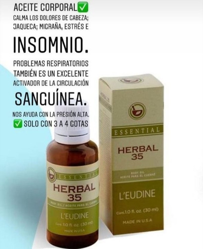 Herbal 35 Oil Leudine Made In Usa - Unidad a $70000