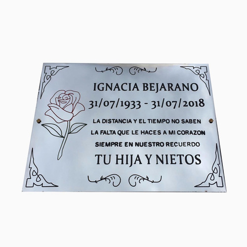 Imagen 4 de 10 de Placa Recordatoria Cementerio + 2 Floreros Acero Inoxidable.