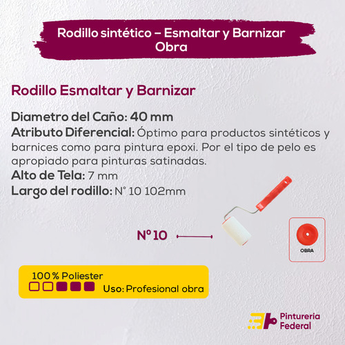 Rodillo El Galgo Esmaltar Y Barnizar N° 10 X 3 Unidades