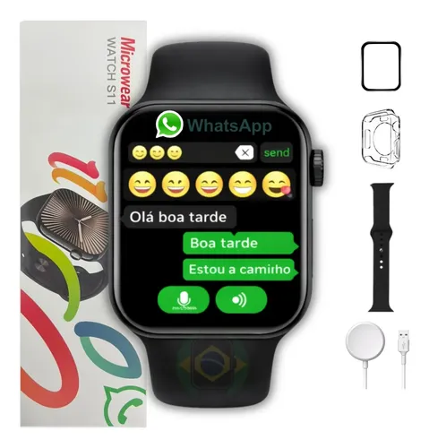 Smartwatch S11 Série 11 47mm AMOLED GPS NFC Preto
