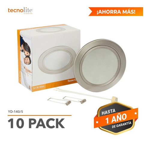 Pack 10 Lamparas Tecnolite Empotrable Techo Mr16 Satin Gu5.3 Yd-140/s Color Satinado