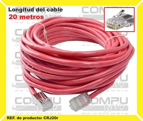 Cable De Red Rj-45 Cat 5 20 M Ref: Crj20r Computoys Sas