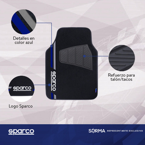 Imagen 4 de 10 de Cubre Alfombra Auto Sparco 4 Piezas Polyester Universal